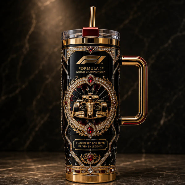F1 Gilded Crest - Obsidian and Gold Ornamental Tumbler - main