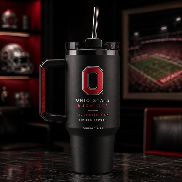 OSU Blackout - Scarlet Block O on a Tonal Tumbler - main