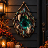 Serpent's Gate - Fanged Spiral Heteromorphic Wood Sign
