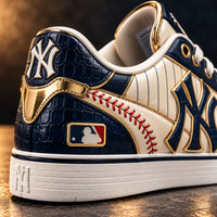 NYY Pinstripes and Gold - Low-Top Sneakers with Quiet Swagger