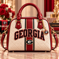 UGA Collegiate Stripe - Cream and Crimson Statement Handbag
