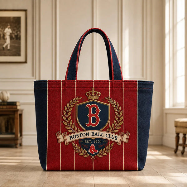 BOS Heritage Crest - Pinstripe Tote in Navy and Red - main