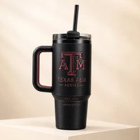 TAMU - Maroon Relief Emblem, Blackout Tumbler Study
