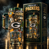 GB Titletown - Layered Green and Gold Collage Tumbler