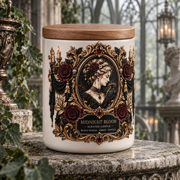 Midnight Bloom - Victorian Gothic Cameo Candle - main