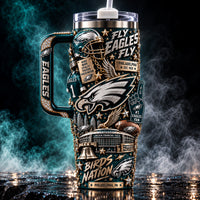 PHI - Fly Eagles Fly, Midnight Green Collage Tumbler