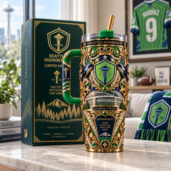 SEA - Rave Green Crest and Lumen Field in Gold Filigree - main