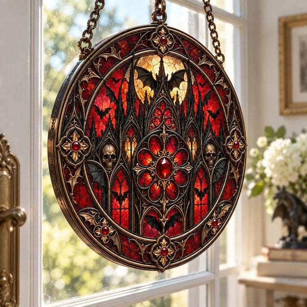 Crimson Rose Window - Gothic Symmetry, Bats and Quiet Menace - main