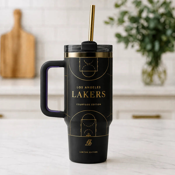 LAL Courtside - Gold Line Court on Matte Black - main