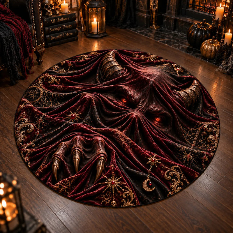 Crimson Veil - Horned Apparition Round Floor Composition