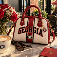 UGA Collegiate Stripe - Cream and Crimson Statement Handbag