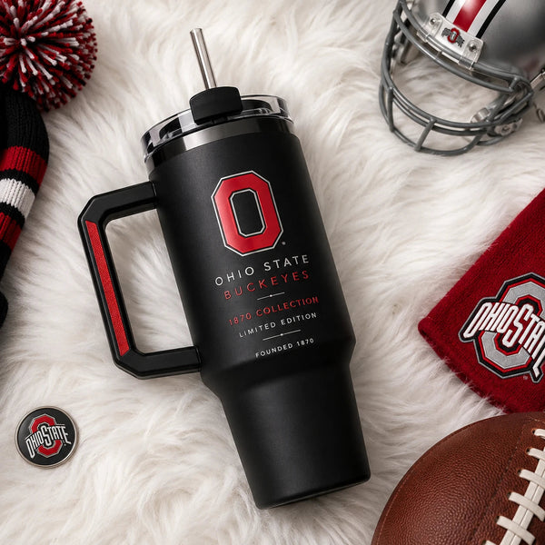 OSU Blackout - Scarlet Block O on a Tonal Tumbler - main