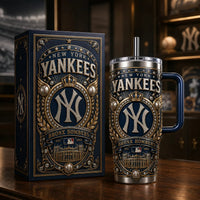 NYY Heritage Crest - Navy and Gold Ornamental Tumbler