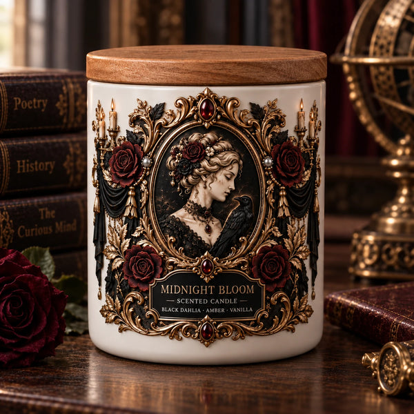 Midnight Bloom - Victorian Gothic Cameo Candle - main