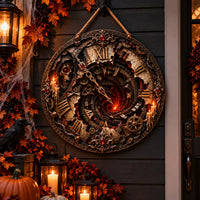 Hour of Embers - Gothic Clockface Round Wood Sign