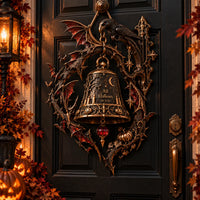 All Hallows - Gothic Bell and Bat Wreath Wood Sign