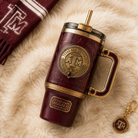 TAMU Crest in Maroon - An Editorial Study in Heritage and Gold