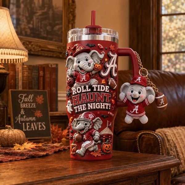 ALA Roll Tide Haunt The Night - Crimson Halloween Tumbler - main