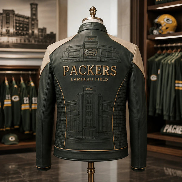 GB Field Lines - Green and Cream Paneled Statement Jacket - main