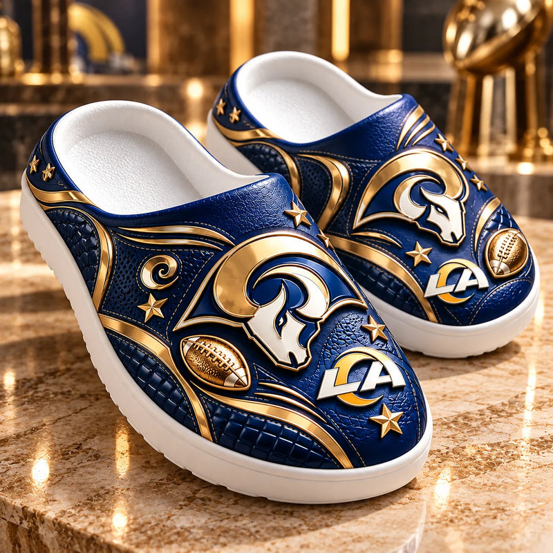 LAR Blue and Gold - Ram Horn Clog Sandals with Attitude