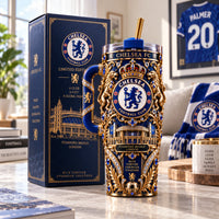 CHE Royal Blue - Ornate Crest Tumbler in Gold Relief