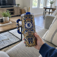 CHE Royal Blue - Ornate Crest Tumbler in Gold Relief