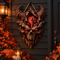 Ember Fracture - Horned Skull Heteromorphic Wood Sign