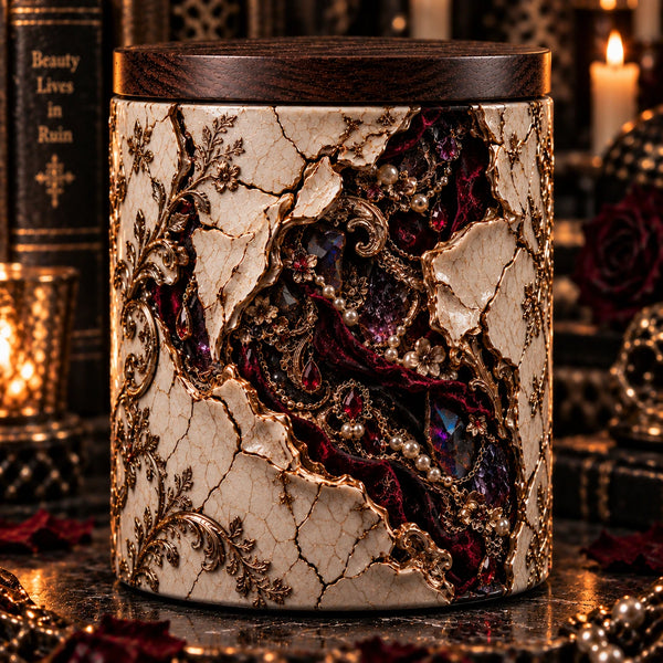 Beauty Lives in Ruin - Cracked Porcelain Gilded Candle - main