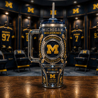 MICH Go Blue - Gold Crest and Navy Heritage Tumbler