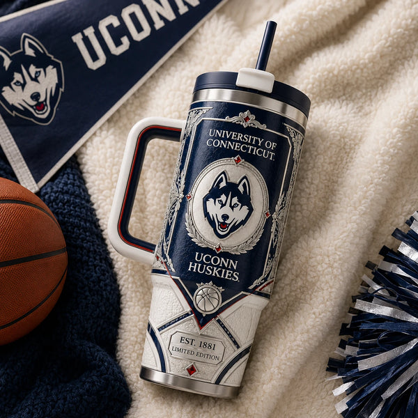 UCONN Heritage Crest - Navy and Ivory Wraparound Tumbler - main
