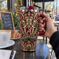 Elephant Royal Crest - Crimson and Gold Tumbler Statement