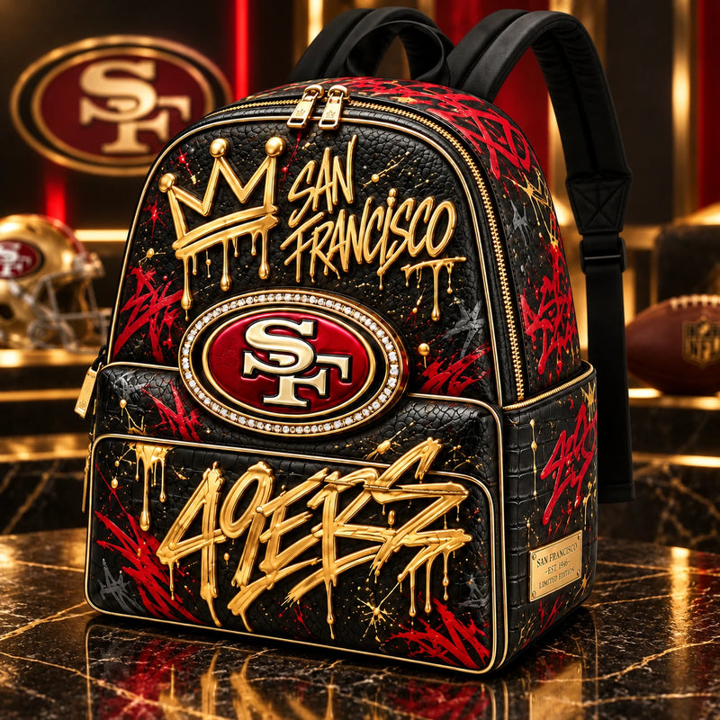 SF Gold Drip - Graffiti Crown Statement Backpack