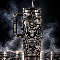 LV Silver & Black - Raider Nation Collage Tumbler