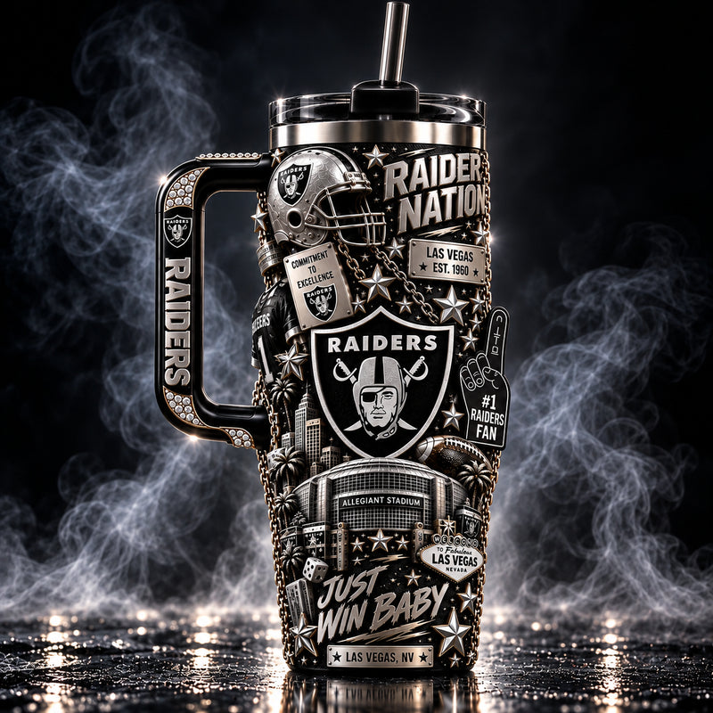 LV Silver & Black - Raider Nation Collage Tumbler