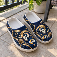 LAR Blue and Gold - Ram Horn Clog Sandals with Attitude