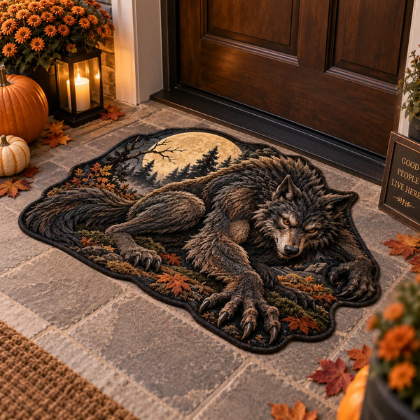 Moonlit Repose - Wolf Form Against a Silvered Forest - main