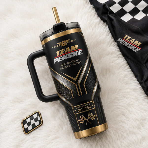 Built on Legacy - Penske Black and Gold Tumbler Graphic - main