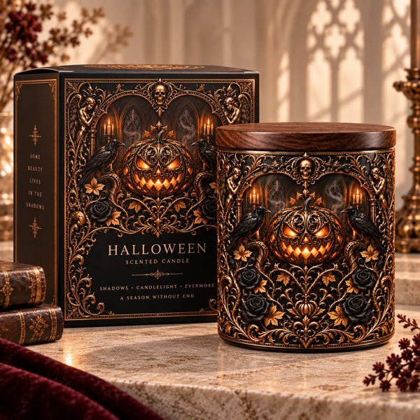 Some Beauty Lives In The Shadows - Gothic Halloween Candle - main