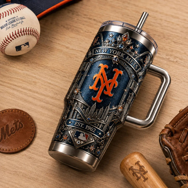 NYM Heritage Panel - Ornamental Navy and Orange Tumbler - main