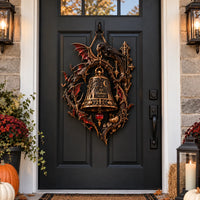 All Hallows - Gothic Bell and Bat Wreath Wood Sign