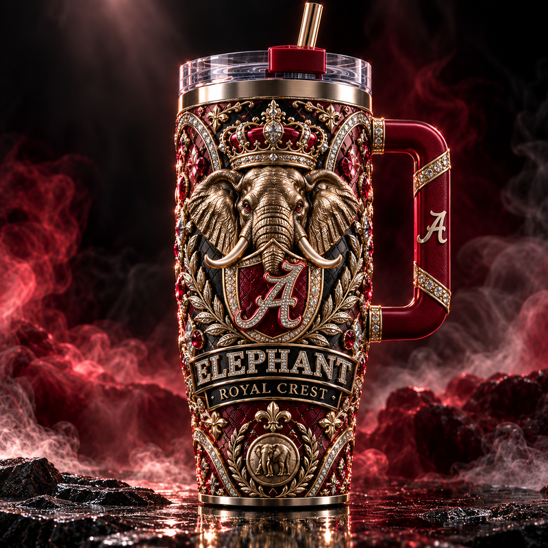Elephant Royal Crest - Crimson and Gold Tumbler Statement