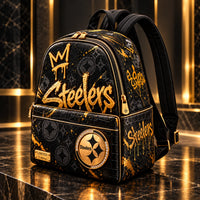 PIT Gold Script - Graffiti Crown Backpack in Black and Gold