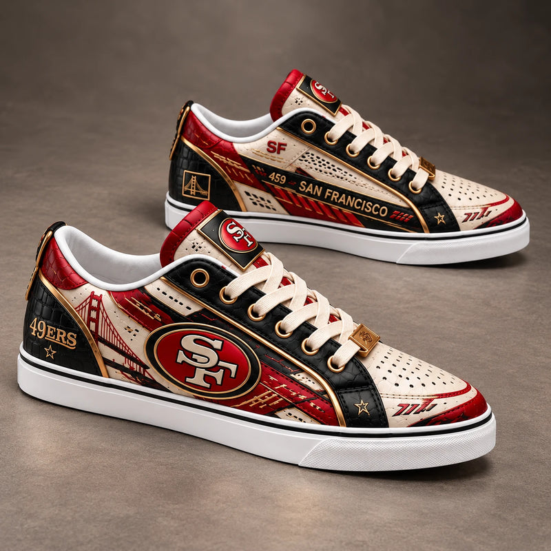 SF Bridgeline - Crimson, Cream and Gold Low-Top Sneakers
