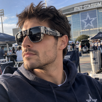 DAL Star Statement - Bold Brow-Line Sunglasses in Navy and Gold
