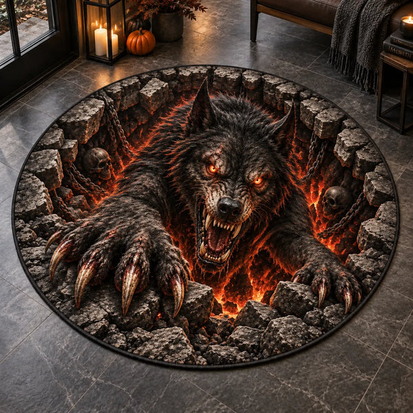 Breach Point - Molten Pit Werewolf Round Rug - main