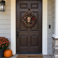 Welcome, If You Dare - Gothic Horned Muse Round Wood Sign