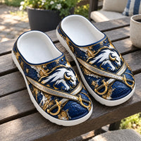 BUF Crest - Navy and Gold Charging Bison Clog Sandals