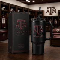 TAMU - Maroon Relief Emblem, Blackout Tumbler Study