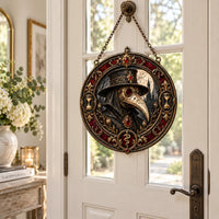 Quiet Menace - Plague Doctor Round Window Hanging