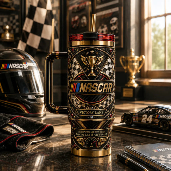 NASCAR Victory Lane - A Study in Gold Relief and Checkered Detail - main